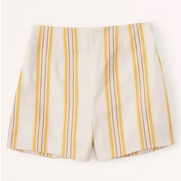Abercrombie & Fitch Pants - New! Abercrombie & Fitch Yellow Striped Pull On High Waist Side Zipper Shorts LG